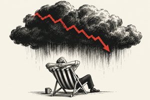 a storm cloud represents a falling market and lack of business confidence